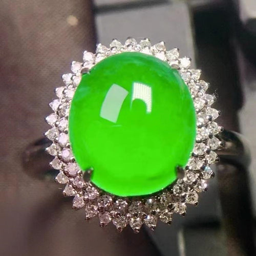 Natural Jade Engagement Ring Jadeite Gold Jade Wedding Ring