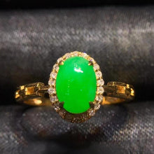 Natural Jade Engagement Ring Jadeite Gold Jade Wedding Ring TUEW352