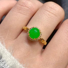 Natural Jade Engagement Ring Jadeite Gold Jade Wedding Ring TUEW342