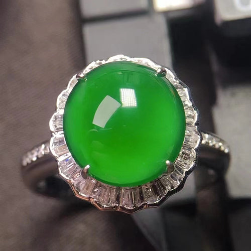 Natural Jade Engagement Ring Jadeite Gold Jade Wedding Ring