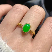Natural Jade Engagement Ring Jadeite Gold Jade Wedding Ring TUEW352