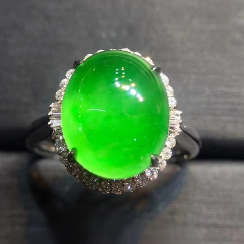 Natural Jade Engagement Ring Jadeite Gold Jade Wedding Ring