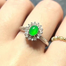 Natural Jade Engagement Ring Jadeite Gold Jade Wedding Ring