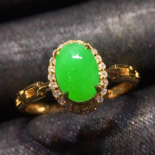 Natural Jade Engagement Ring Jadeite Gold Jade Wedding Ring TUEW352
