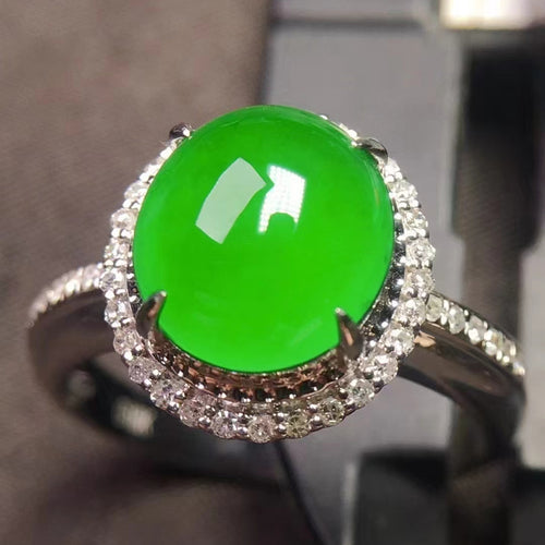Natural Jade Engagement Ring Jadeite Gold Jade Wedding Ring