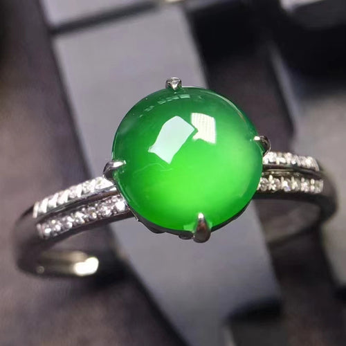 Natural Jade Engagement Ring Jadeite Gold Jade Wedding Ring