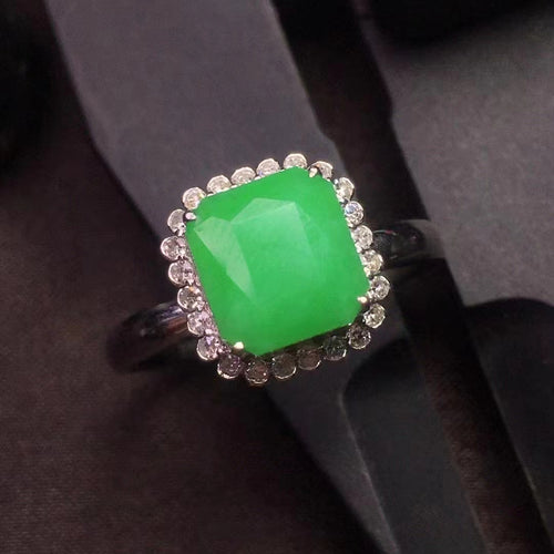 Natural Jade Engagement Ring Jadeite Gold Jade Wedding Ring