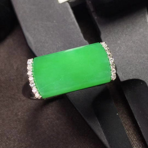 Natural Jade Engagement Ring Jadeite Gold Jade Wedding Ring