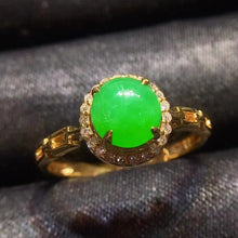 Natural Jade Engagement Ring Jadeite Gold Jade Wedding Ring TUEW342