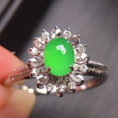 Natural Jade Engagement Ring Jadeite Gold Jade Wedding Ring