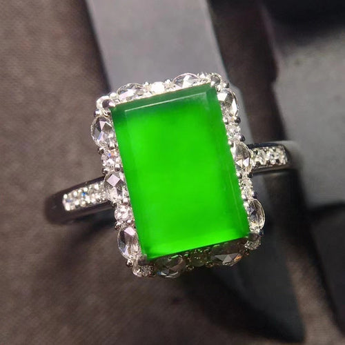 Natural Jade Engagement Ring Jadeite Gold Jade Wedding Ring