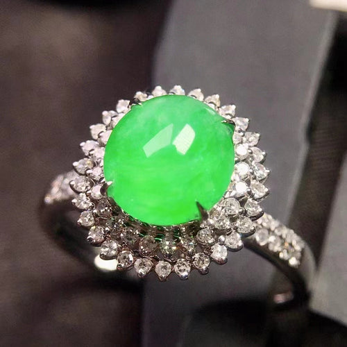Natural Jade Engagement Ring Jadeite Gold Jade Wedding Ring