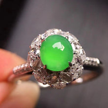 Natural Jade Engagement Ring Jadeite Gold Jade Wedding Ring