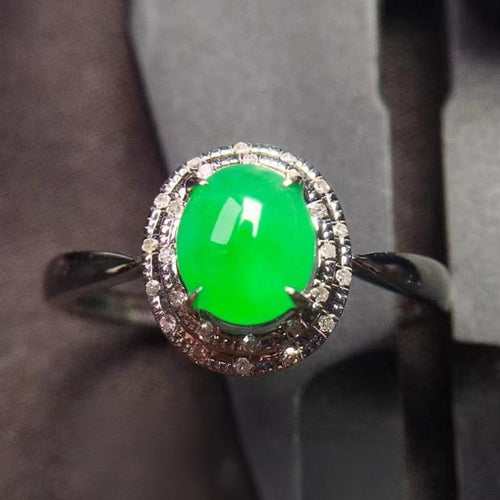 Natural Jade Engagement Ring Jadeite Gold Jade Wedding Ring