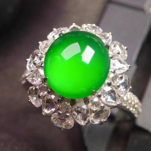 Natural Jade Engagement Ring Jadeite Gold Jade Wedding Ring