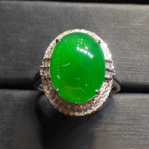 Natural Jade Engagement Ring Jadeite Gold Jade Wedding Ring