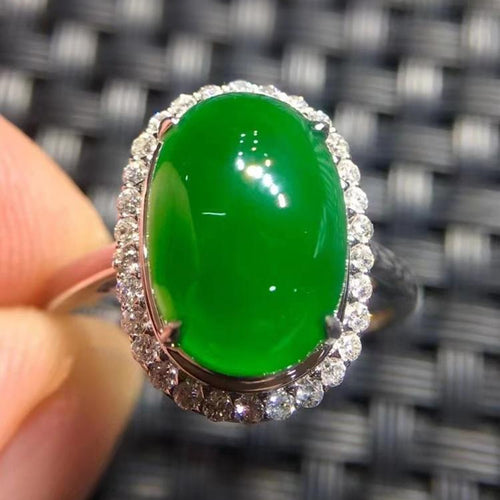 Natural Jade Engagement Ring Jadeite Gold Jade Wedding Ring