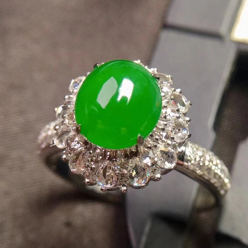 Natural Jade Engagement Ring Jadeite Gold Jade Wedding Ring