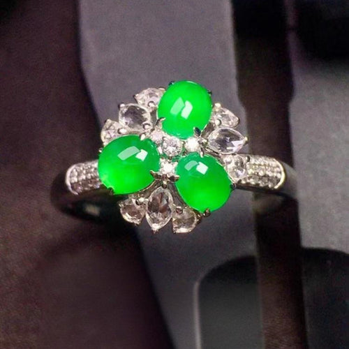 Natural Jade Engagement Ring Jadeite Gold Jade Wedding Ring