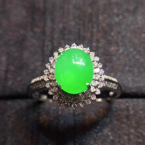 Natural Jade Engagement Ring Jadeite Gold Jade Wedding Ring