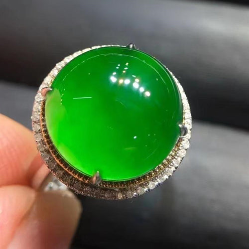 Natural Jade Engagement Ring Jadeite Gold Jade Wedding Ring