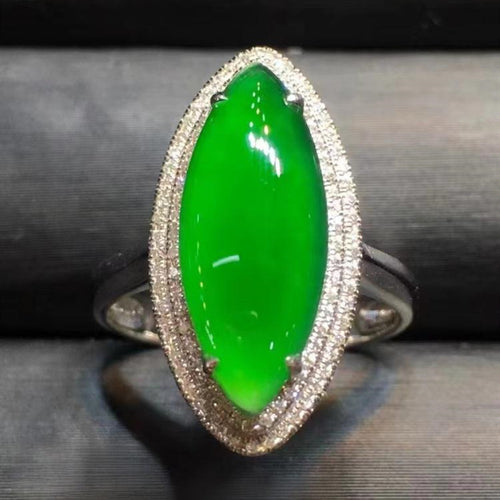 Natural Jade Engagement Ring Jadeite Gold Jade Wedding Ring