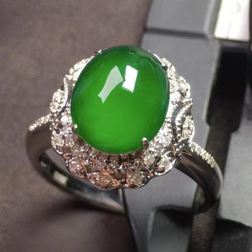 Natural Jade Engagement Ring Jadeite Gold Jade Wedding Ring