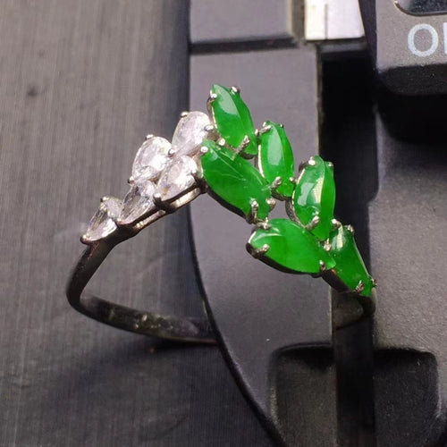 Natural Jade Engagement Ring Jadeite Gold Jade Wedding Ring