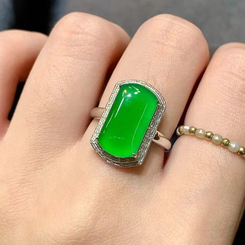 Natural Jade Engagement Ring Jadeite Gold Jade Wedding Ring