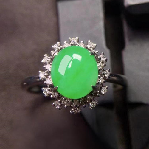 Natural Jade Engagement Ring Jadeite Gold Jade Wedding Ring