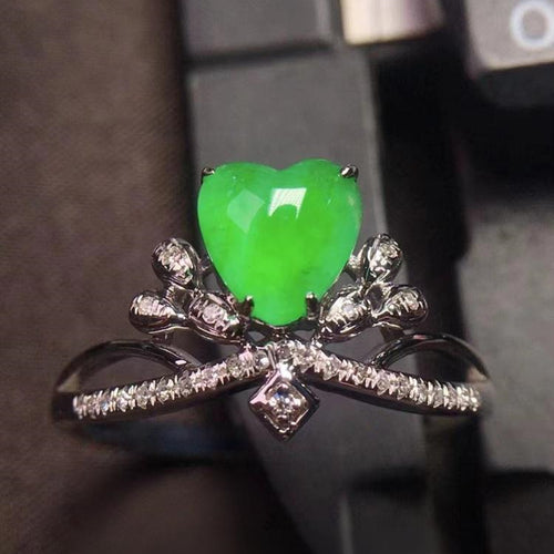 Natural Jade Engagement Ring Jadeite Gold Jade Wedding Ring