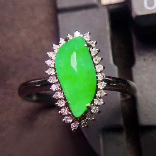 Natural Jade Engagement Ring Jadeite Gold Jade Wedding Ring
