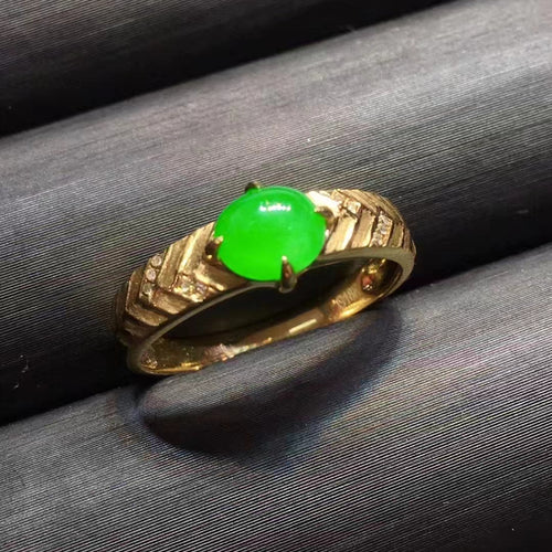 Natural Jade Engagement Ring Jadeite Gold Jade Wedding Ring