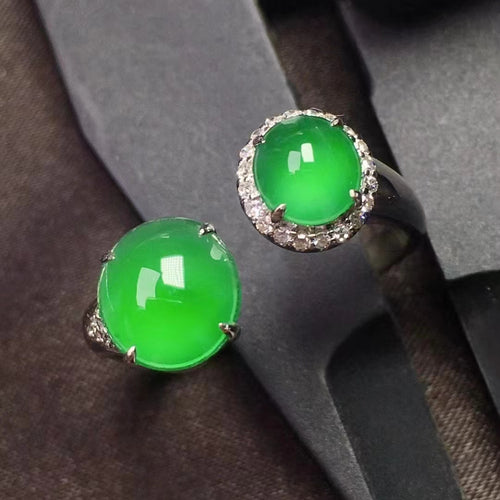 Natural Jade Engagement Ring Jadeite Gold Jade Wedding Ring