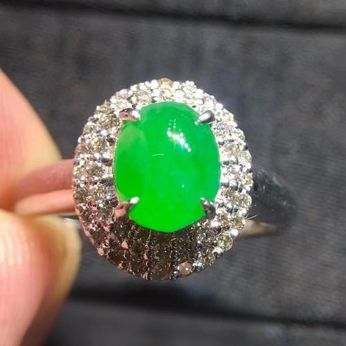 Natural Jade Engagement Ring Jadeite Gold Jade Wedding Ring