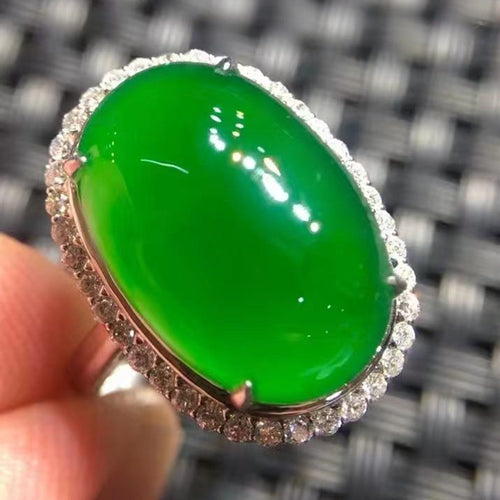 Natural Jade Engagement Ring Jadeite Gold Jade Wedding Ring