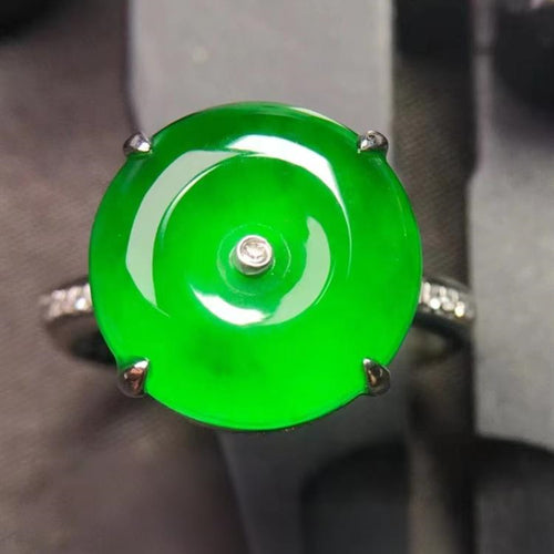 Natural Jade Engagement Ring Jadeite Gold Jade Wedding Ring