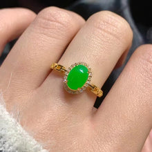 Natural Jade Engagement Ring Jadeite Gold Jade Wedding Ring