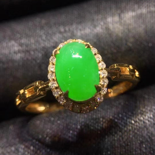 Natural Jade Engagement Ring Jadeite Gold Jade Wedding Ring