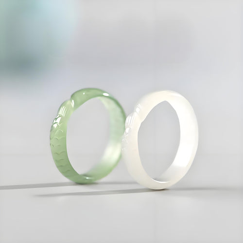 Natural Jade Engagement Ring Fish Nephrite Jade Wedding Ring