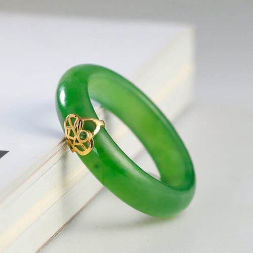 Natural Jade Engagement Ring Nephrite Gold Jade Wedding Ring