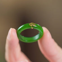 Natural Jade Engagement Ring Nephrite Gold Jade Wedding Ring