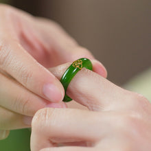 Natural Jade Engagement Ring Nephrite Gold Jade Wedding Ring