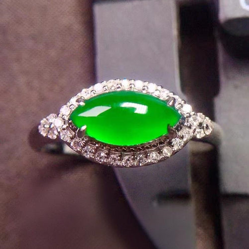 Natural Jade Engagement Ring Jadeite Gold Jade Wedding Ring