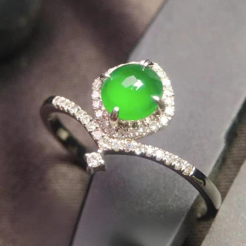 Natural Jade Engagement Ring Jadeite Gold Jade Wedding Ring