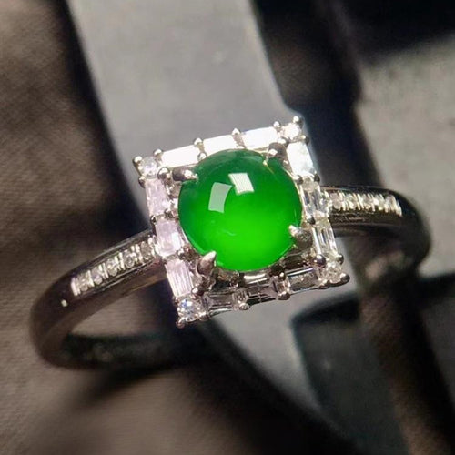 Natural Jade Engagement Ring Jadeite Gold Jade Wedding Ring