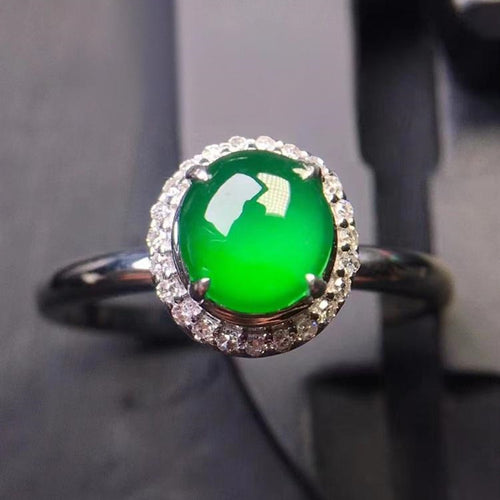 Natural Jade Engagement Ring Jadeite Gold Jade Wedding Ring