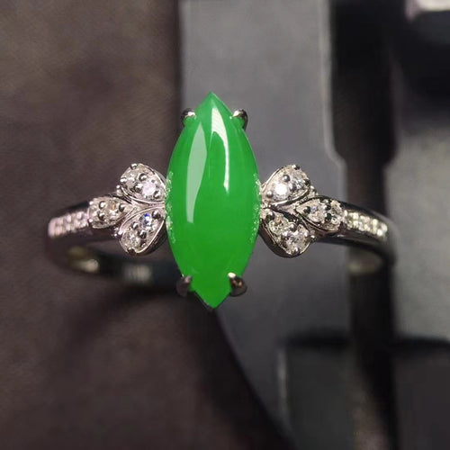Natural Jade Engagement Ring Jadeite Gold Jade Wedding Ring