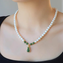 Natural Jade Necklace Pearl Hulu Nephrite Necklace