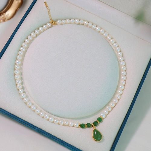 Natural Jade Necklace Pearl Nephrite Necklace